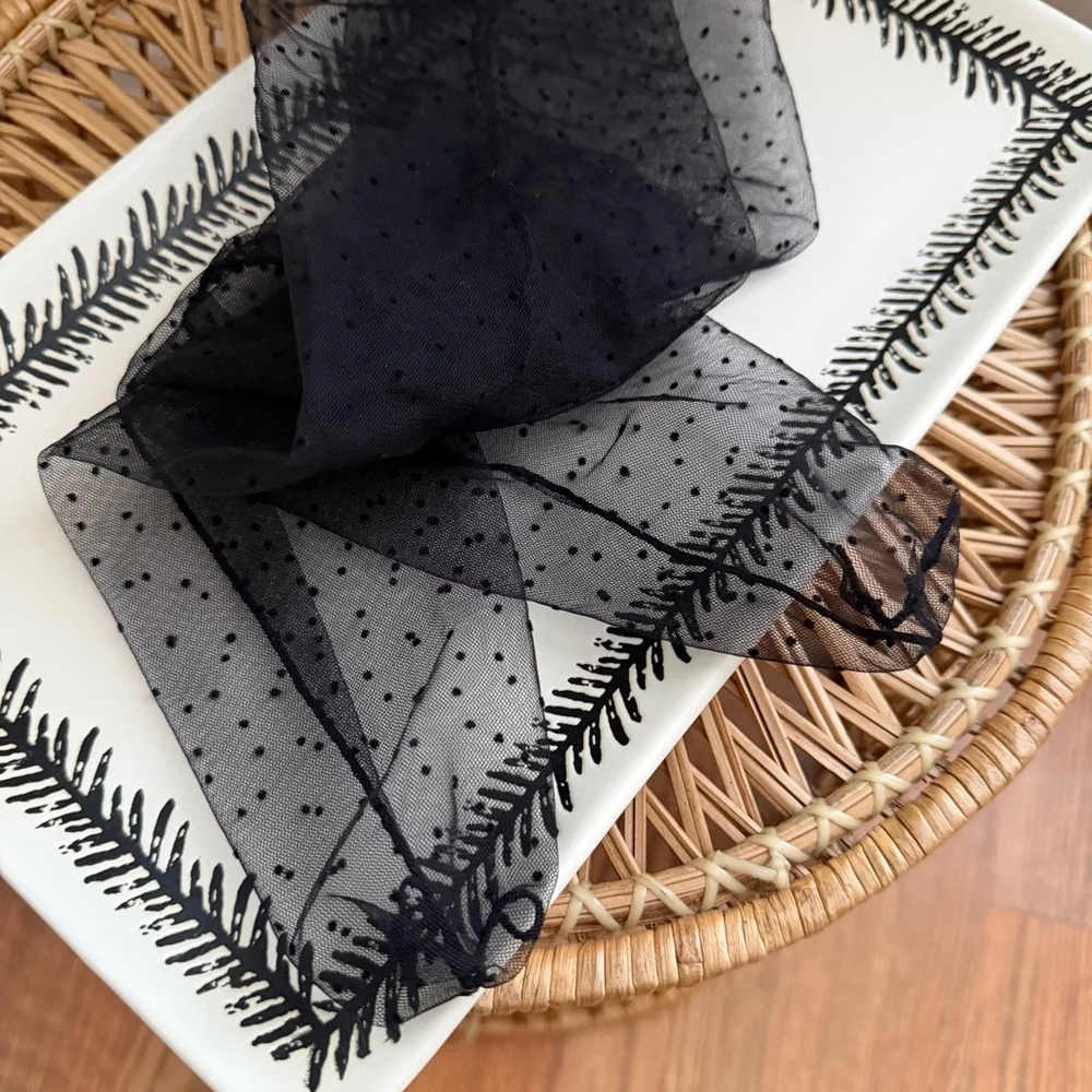 Black Mesh Sheer Polka Dot High Calf Socks - Picture 5 of 5